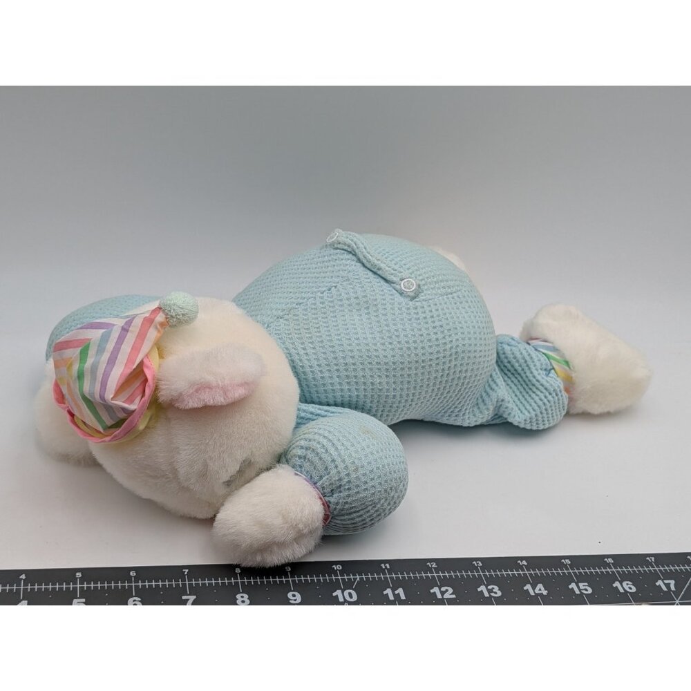 Eden Sleeping Bear Plush Therman Waffle Weave Blue Stuffed Animal Toy‎